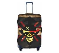 HJLUUFT Housse de bagage élégante avec drapeau pirate - Protégez et personnalisez votre valise avec une housse approuvée par la TSA, blanc, Medium