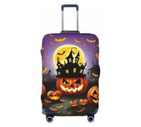 HJLUUFT Housse de protection pour valise de voyage avec imprimé Happy Halloween Day - Lavable - Anti-rayures, Noir , L