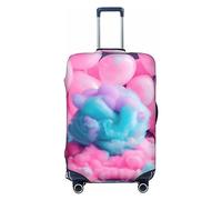 HJLUUFT Housse de protection pour valise de voyage lavable et anti-rayures Motif barbe à papa Rose, Noir , XL