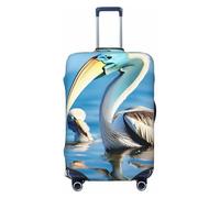 HJLUUFT Housse de protection pour valise de voyage motif oiseaux pélicans bleu ciel marin lavable anti-rayures, Noir , L