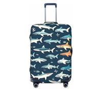 HJLUUFT Housse de protection pour valise de voyage motif requins - Lavable - Anti-rayures, Noir , L