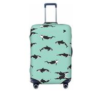HJLUUFT Housse de protection pour valise, housse de protection lavable, anti-rayures, motif baleine de l'océan Pacifique, Noir , M