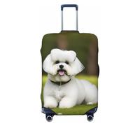 HJLUUFT Housse de protection pour valise, housse de protection lavable et anti-rayures Motif chien bichon frisé, Noir , XL
