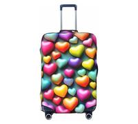 HJLUUFT Housse de protection pour valise, housse de protection lavable et anti-rayures Motif cœurs arc-en-ciel colorés, Noir , XL