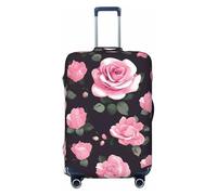 HJLUUFT Housse de protection pour valise, housse de protection lavable et anti-rayures Motif floral Rose, Noir , M