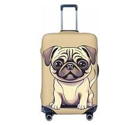 HJLUUFT Housse de protection pour valise, lavable, anti-rayures, motif carlin, chiot, chien, Noir , L