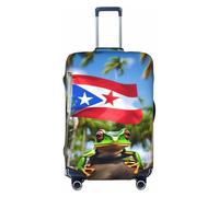HJLUUFT Housse de protection pour valise, lavable, anti-rayures, motif drapeaux de Porto Rico, grenouille, palmiers, etc, Noir , S