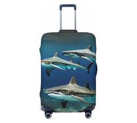 HJLUUFT Housse de protection pour valise, motif requins marteaux, anti-rayures, lavable, Noir , XL