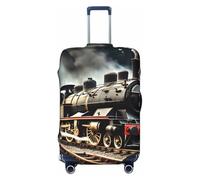 HJLUUFT Housse de protection pour valise, motif train de locomotive à vapeur, lavable, anti-rayures, Noir , M