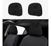 HJLUUFT Housses universelles pour appuie-tête de siège de voiture - Respirantes et portables - Noir scintillant