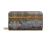 HJLUUFT Hunting Flying Wild Ducks Portefeuille élégant pour femme Porte-cartes de crédit Cuir synthétique Fermeture Éclair en métal, blanc, One Size, Classique