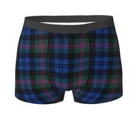 HJLUUFT Imagen De Pug Print Boxer Homme Slip Confortable Total Support Poche Boxer, Tartan écossais bleu et vert, X-Large