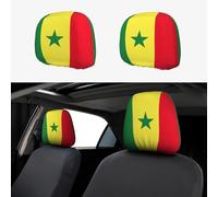 HJLUUFT Lot de 2 housses pour appuie-tête de voiture Drapeau du Sénégal Tissu élastique respirant et anti-poussière Accessoires de voiture