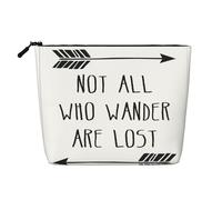HJLUUFT Not All Who Wander Are Lost Trousse de maquillage grande capacité pour femme Noir Taille unique, Noir , Taille unique