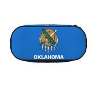 HJLUUFT Oklahoma State Flag Print Makeup Cosmetic Bag Stationary Kawaii Pencil Box Pouch Gadget Organizer Bag with Zipper