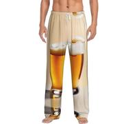 HJLUUFT Pantalon de pyjama confortable pour homme en mousse de bière - Tissu doux et respirant, ceinture extensible, poches - Parfait pour le week-end, blanc, XX-Large
