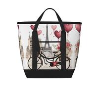 HJLUUFT Paris Tower Sac fourre-tout pour vélo avec fermeture éclair, sac isotherme réutilisable, adapté pour les adultes pour travailler à l'extérieur, noir, Taille unique