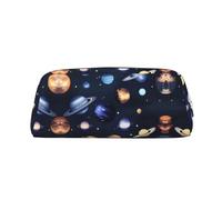 HJLUUFT Planets Stars and Galactic System Boîte à crayons et trousse de maquillage en cuir croisée de qualité supérieure - Rangement polyvalent pour stylos, cosmétiques, etc