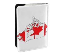HJLUUFT Portefeuille de passeport en cuir imprimé carte du drapeau canadien pour homme et femme, Noir , Taille unique