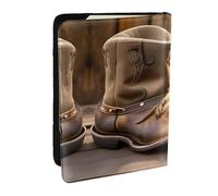 HJLUUFT Portefeuille de passeport en cuir imprimé chapeau et bottes de cowboy pour homme et femme, Noir , Taille unique