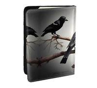 HJLUUFT Portefeuille de passeport en cuir imprimé corbeau noir sur une branche pour homme et femme, Noir , Taille unique