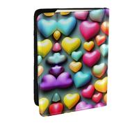 HJLUUFT Portefeuille de passeport en cuir imprimé cœurs arc-en-ciel colorés pour homme et femme, étui de passeport de voyage pour la famille, Noir , Taille unique