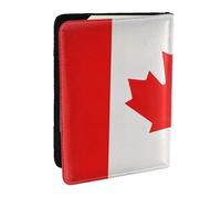 HJLUUFT Portefeuille de passeport en cuir imprimé drapeau canadien pour homme et femme, étui de passeport de voyage pour la famille, Noir , Taille unique