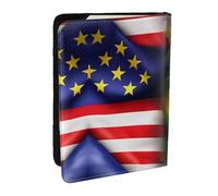 HJLUUFT Portefeuille de passeport en cuir imprimé drapeaux américains et brésiliens pour homme et femme, Noir , Taille unique