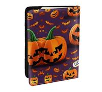 HJLUUFT Portefeuille de passeport en cuir imprimé « Happy-Halloween Day Trick-or Treat » pour homme et femme, Noir , Taille unique