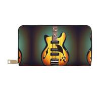 HJLUUFT Portefeuille pour femme, motif guitare, basse, instruments de musique, design fin et minimaliste, idéal pour les cartes de crédit et les espèces, cuir synthétique, fermeture éclair en métal,