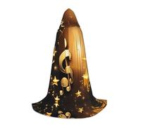 HJLUUFT Robe à capuche avec note de musique dorée et étoile brillante tombée, magicien pour adulte, cape d'Halloween à capuche, déguisement de mascarade