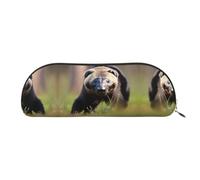HJLUUFT Sac de rangement semi-circulaire noir et blanc Honey Badger - Trousse élégante et légère pour le bureau, la vie et les voyages