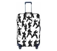 HJLUUFT Silhouettes of Martial Arts Housse de bagage élégante - Protégez et personnalisez votre valise avec une housse approuvée par la TSA, housses de valise pour bagages, blanc, Small