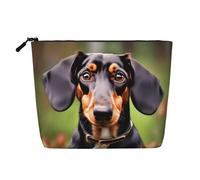 HJLUUFT Teckel Weiner Trousse de maquillage de voyage pour femme Motif chiens, noir, One Size