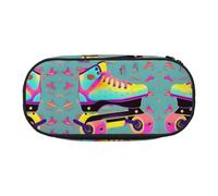 HJLUUFT Trousse à crayons colorée avec impression de patins à roulettes, simple, robuste, multifonctionnelle, organiseur de papeterie de bureau