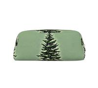 HJLUUFT Trousse à crayons élégante en cuir avec motif arbre à aiguilles de pin - Paysage d'hiver - Rangement de maquillage - Trousse de maquillage idéale - Trousse à crayons, trousse de maquillage et