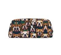 HJLUUFT Trousse à crayons élégante en cuir avec motif bulldog anglais - Rangement de maquillage - Trousse de maquillage - Idéal pour crayons, trousse de maquillage et petits objets