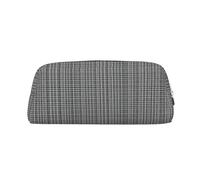 HJLUUFT Trousse à crayons et trousse de maquillage en cuir croisé de qualité supérieure avec lignes à carreaux gris - Rangement polyvalent pour stylos, cosmétiques, etc