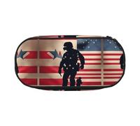 HJLUUFT Trousse à crayons simple et robuste avec impression du jour commémoratif patriotique des soldats militaires américains