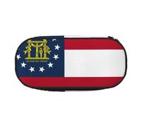 HJLUUFT Trousse à crayons simple et robuste avec imprimé drapeau de la Géorgie - Multifonctionnel - Organiseur de papeterie de bureau