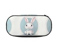 HJLUUFT Trousse à crayons simple et robuste avec imprimé lapin blanc - Multifonctionnel - Organiseur de papeterie de bureau