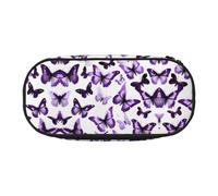 HJLUUFT Trousse à crayons simple et robuste avec imprimé papillons blancs et violets