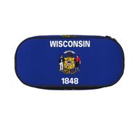 HJLUUFT Trousse à crayons Wisconsin avec imprimé drapeau de l'État du Wisconsin - Pour bureau, université, école, usage quotidien