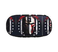 HJLUUFT Trousse de maquillage avec fermeture éclair Motif drapeau américain Spartiate