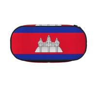 HJLUUFT Trousse de maquillage avec fermeture éclair Motif drapeau du Cambodge