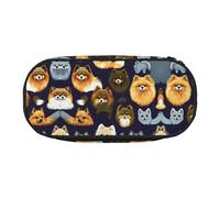 HJLUUFT Trousse de maquillage avec fermeture éclair Motif imprimé de nombreux Poméraniens, noir, One Size, Mignon