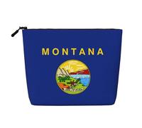 HJLUUFT Trousse de maquillage avec impression drapeau du Montana, grande capacité, pour femme, noir, taille unique, Noir , Taille unique