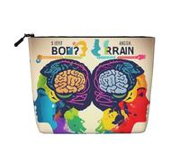 HJLUUFT Trousse de maquillage de voyage avec impression du cerveau gauche et droit - Grande capacité - Trousse de toilette pour femme, noir, One Size