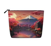 HJLUUFT Trousse de maquillage de voyage avec impression paysage du Japon Mount Fuji - Grande capacité - Trousse de toilette pour femme, noir, One Size