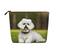 HJLUUFT Trousse de maquillage de voyage avec imprimé bichon frisé - Grande capacité - Trousse de toilette pour femme, noir, One Size